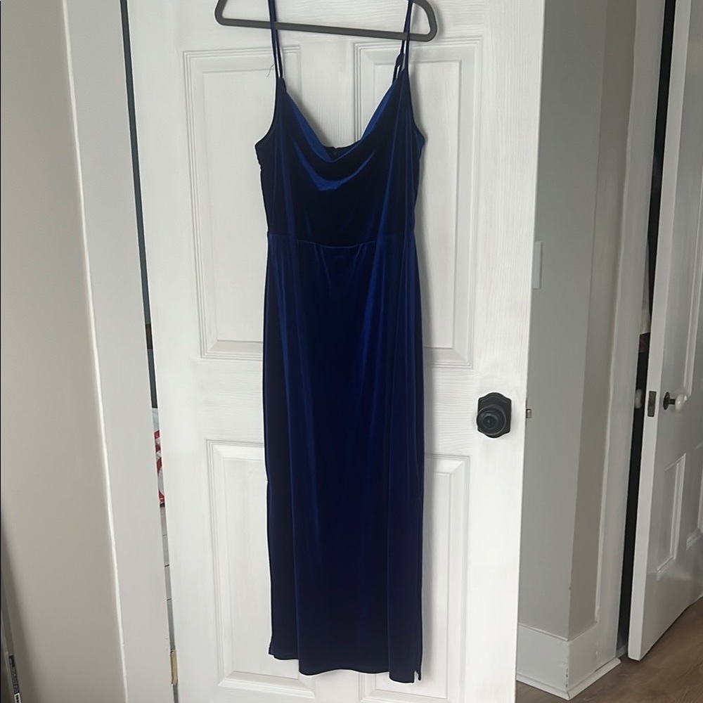Taylor Navy Blue Velvet Slip Maxi Dress